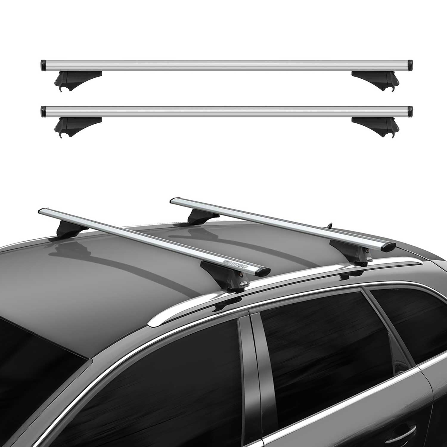 OMAC Roof Rack Cross Bars for Volvo XC40 2018 to 2023, 165 Pounds, Silver, Aerodynamic 2 Pieces