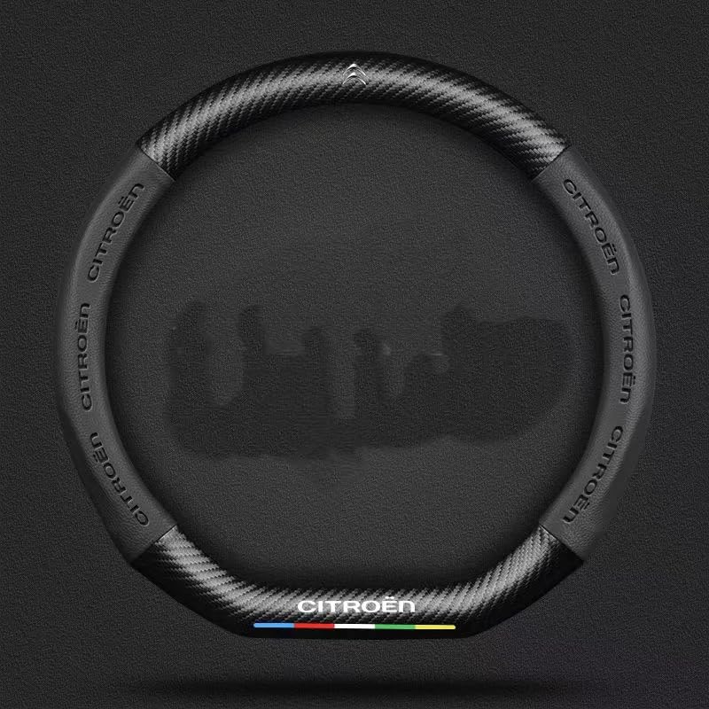 PUCIO Coche Funda de Volante para Citroen C3 2009-2013, Cuero Cubierta de Volantede Coche Protector de Volante Automóvil Accesorios para Volante,Black-D