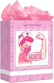 Nurse Gift Bag 13" Graduation Gift Bags with Tissue Paper and Greeting Card for Nurse Gifts for Women for Nurse Doctor Large Graduation Gift Bag with Nursing School Grads Medical School Graduate,Social Worker
