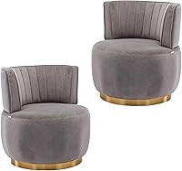 Vista 20 de Silla giratoria de terciopelo, sillón giratorio tapizado de 360 grados, moderno y cómodo sillón redondo para sala de estar pequeña, dormitorio
