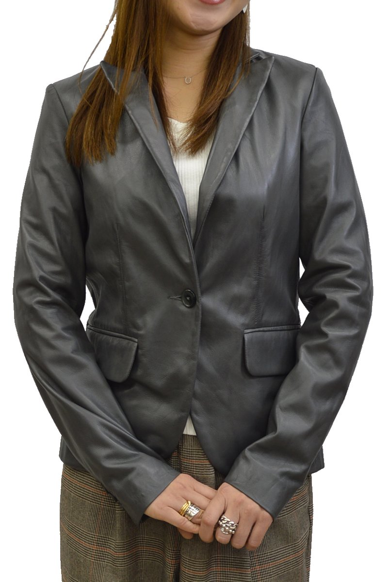 Amazon | [ハルフ] テーラードジャケット レザージャケット レディース