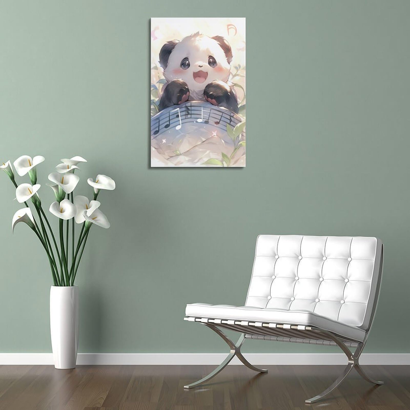 YiXong Poster decorativo da parete su tela, motivo: adorabile cucciolo di panda con note musicali, poster decorativo per camera da letto, poster decorativo per camera da letto (60 x 90 cm)