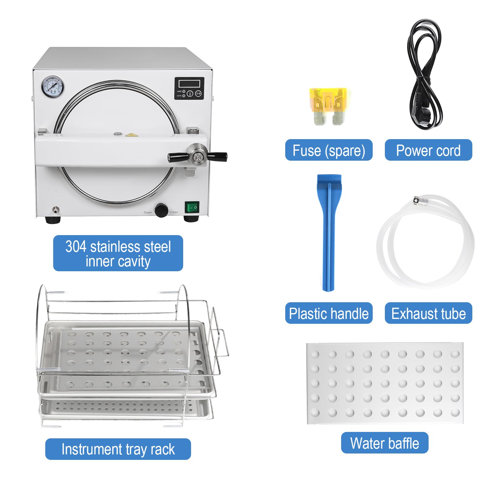 Esterilizador autoclave de mesa de 18 L, equipo de laboratorio de control de vapor de alta temperatura, ideal para oficinas pequeñas y uso clínico, solución de esterilización fiable