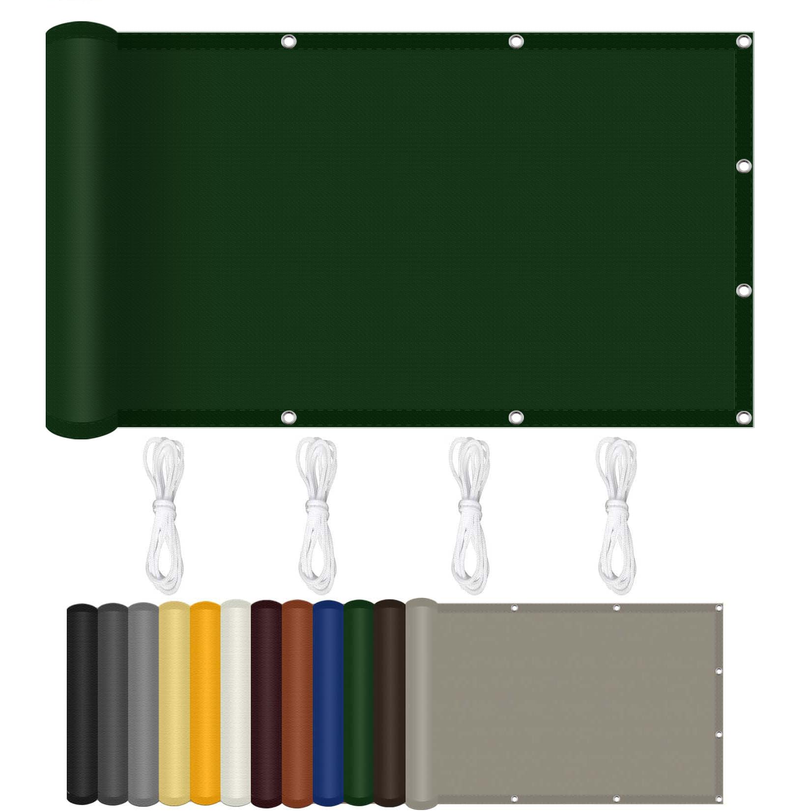 Toile ombrage imperméable 190x210 cm vert foncé avec cordes fixation
