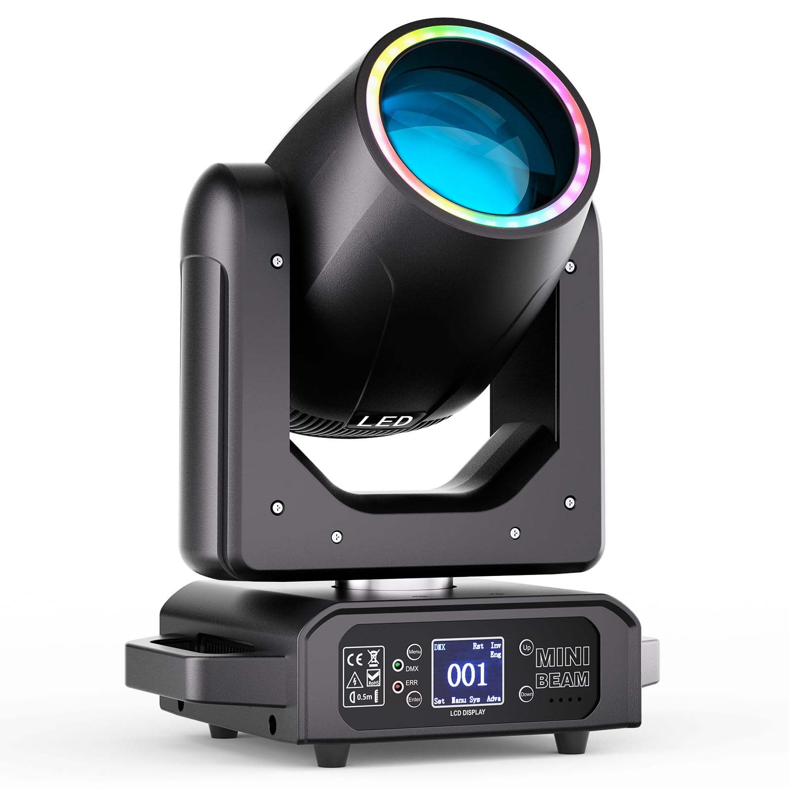 200W Mini Teste Mobili LED 7+1 Colori 12 Gobos Luce da Palcoscenico con Striscia luminosa 18 Prisma Stroboscopico Focus Elettronico Luce di Scena per Natale Club DJ Discoteca Festa
