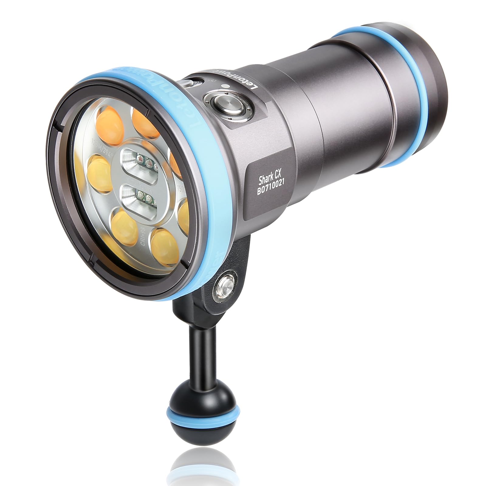 Shark CX Linterna Buceo Video 8000 Lúmenes - 120° CRI 98 3000K-5500K, A Prueba de Agua 120m, Recargable USB-C para Video y Foto Profesional
