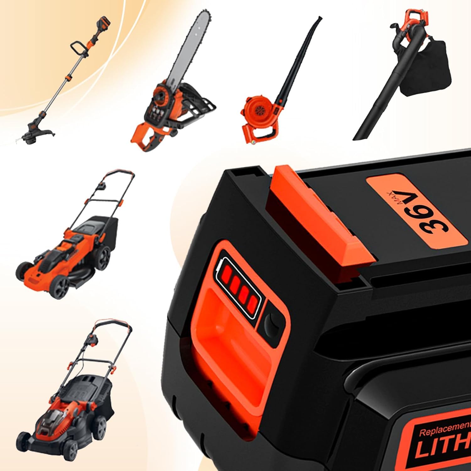 Batería de Repuesto 36V 2.5Ah para Black Decker LBX2540 LBX1540 LBX36 LST136W LBX2040 LST540 LCS1240 BL20362-XJ con Indicador LED