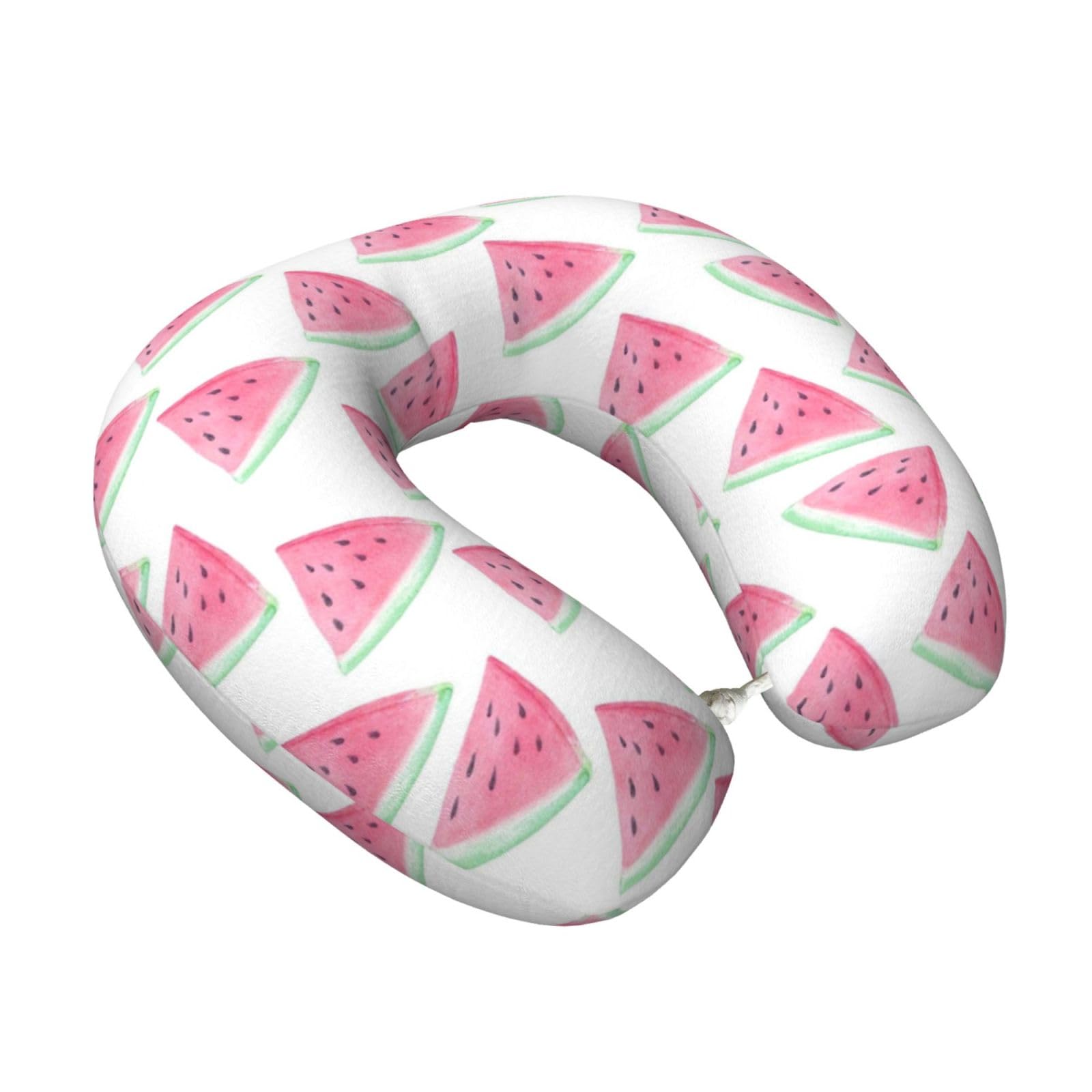 LKYMOH Watermelons Fruit Pattern, Travel Neck Pillow U-Shaped Memory Neck Support Soft Comfortable With Washable Cover For Airplane Car Traveling and Office
