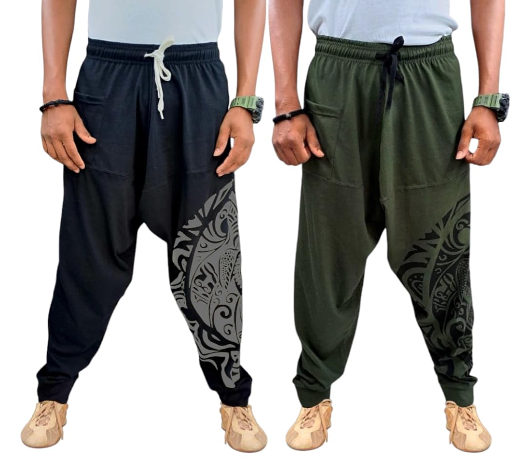 Unisex Harem Pants (Trousers) for Adults (Pack of 2) Multi Colors-image-49