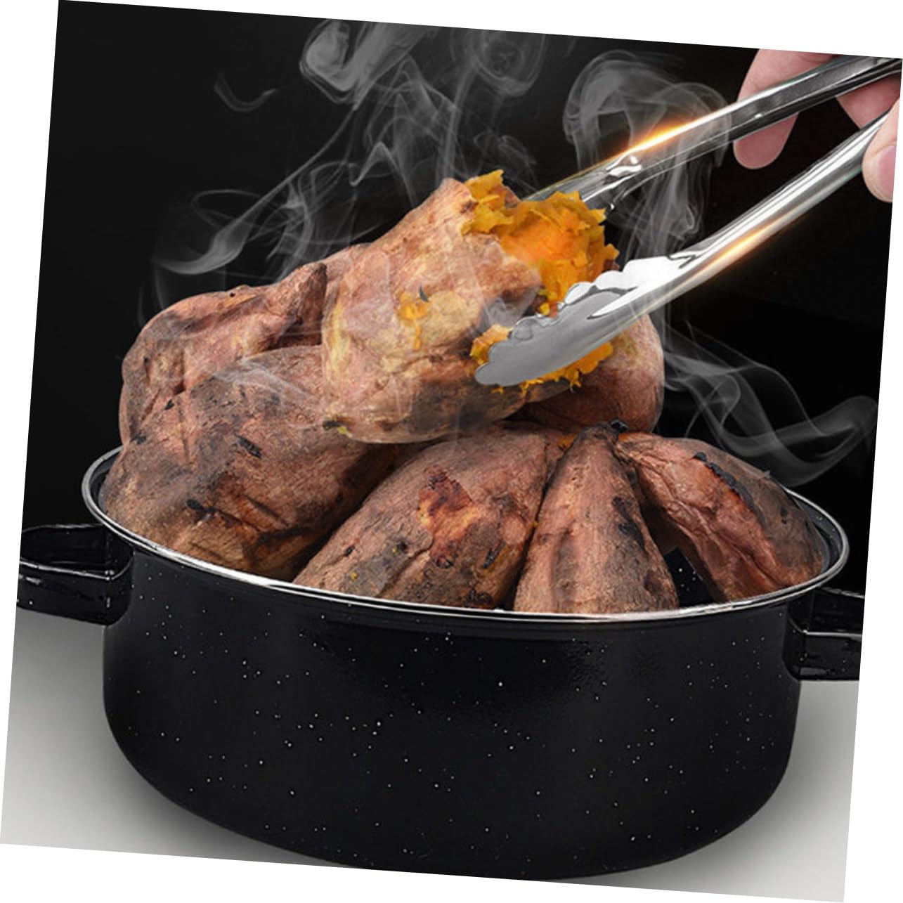 Cast Iron Roasting Pan Round Baking Dish Large Lid Casserole Cookware Potato Roasting Pan Corn Family Size