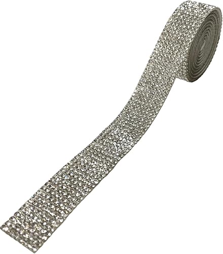 Miniatura 9 de Syntego Rollo de diamantes de imitación autoadhesivos con estampado de leopardo, 1 yarda (36.0 in) 8 filas de diamantes de imitación de cristal