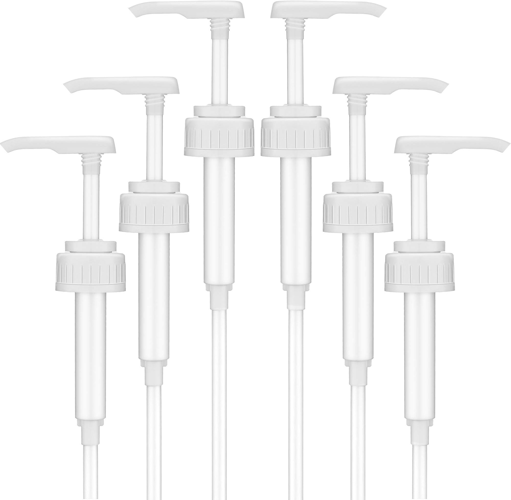 6 Pieces White Pump Syrup Bottle Pump Lotion Pump for Bottles with a Mouth Diameter of 1.49 Inch (10 ml)