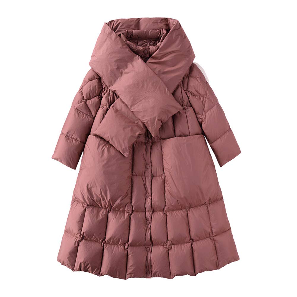 AIBAB Women's Down Jacket Loose White Duck Down Thick Coat Women's Windproof Coat A-shaped Hem Pink L