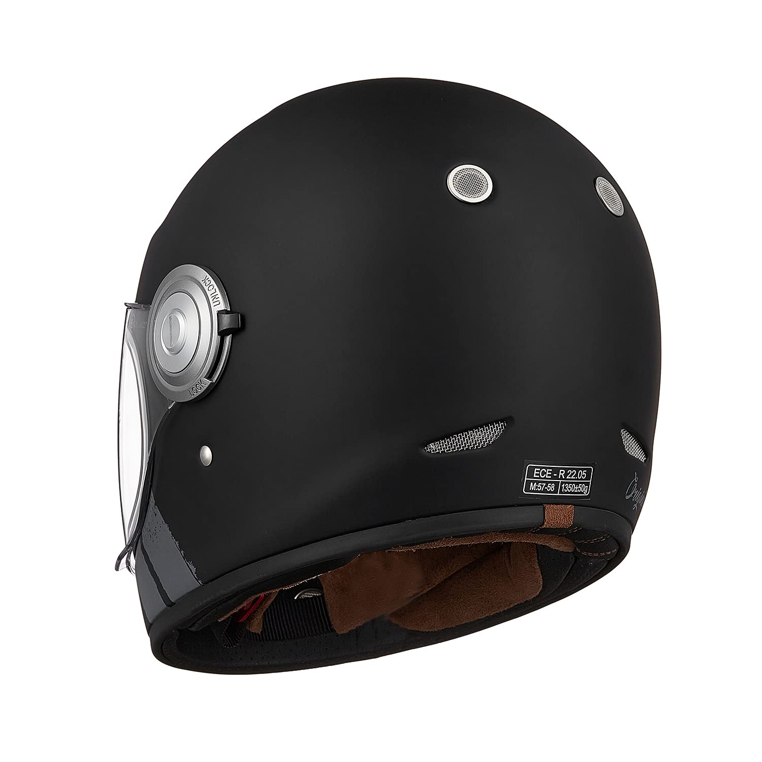 ORIGINE Casco moto integrale Casco vintage in fibra di vetro stile retrò con visiera ECE