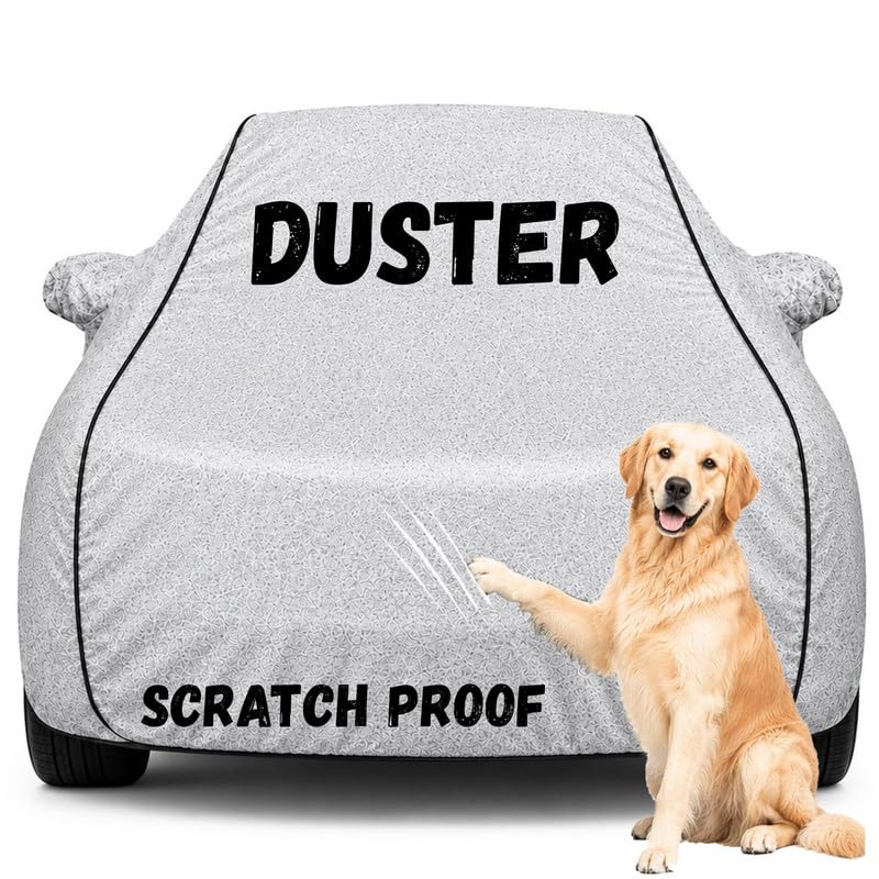 Image of Pure Fabric Silver 100% Waterproof Duster Car Cover | Polyester Car Body Cover for Rain & Sun | UV Protection, Dustproof, Scratch Resistant, Windproof, Heat Resistant, Custom Fit