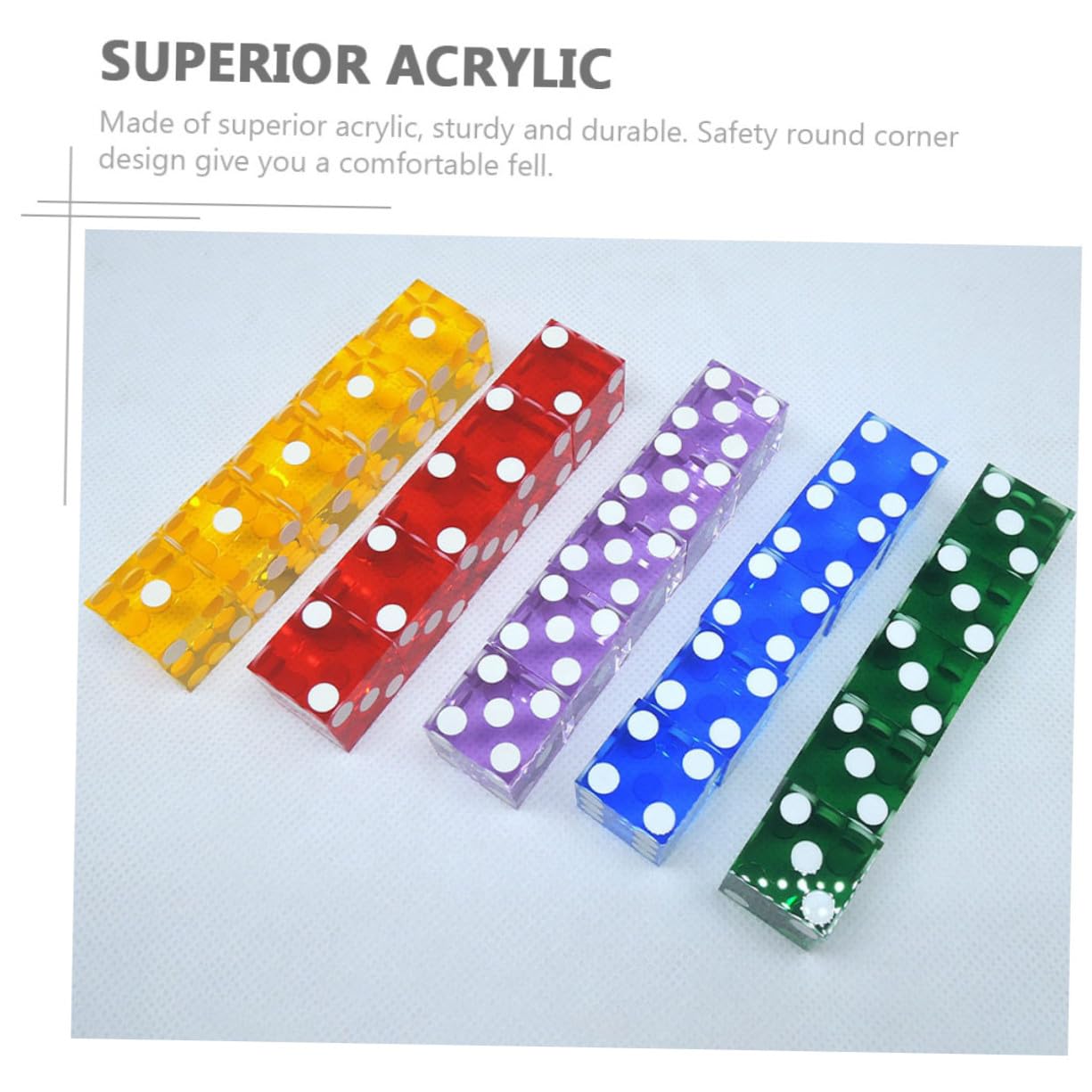 5 pièces Dés Acryliques Transparents à Points Larges pour Bar et Jeux Famille Lot de Couleurs Aléatoires Dés de Divertissement pour Soirées et Jeux de Société Couleur Aléatoire