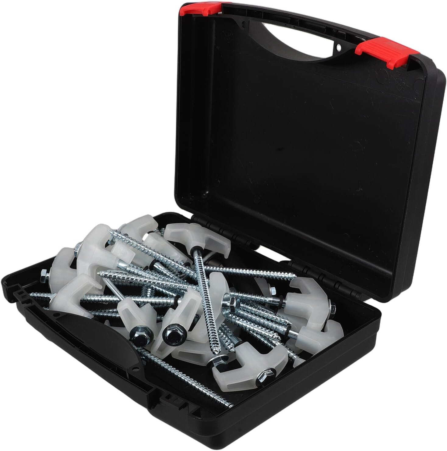 Spiral Tent Stakes 20pcs White Carbon Steel Ground Stakes with Six-Sided Head Screw-in Tent Anchors Kit Including Sleeve Plastic Case for Camping Shelters