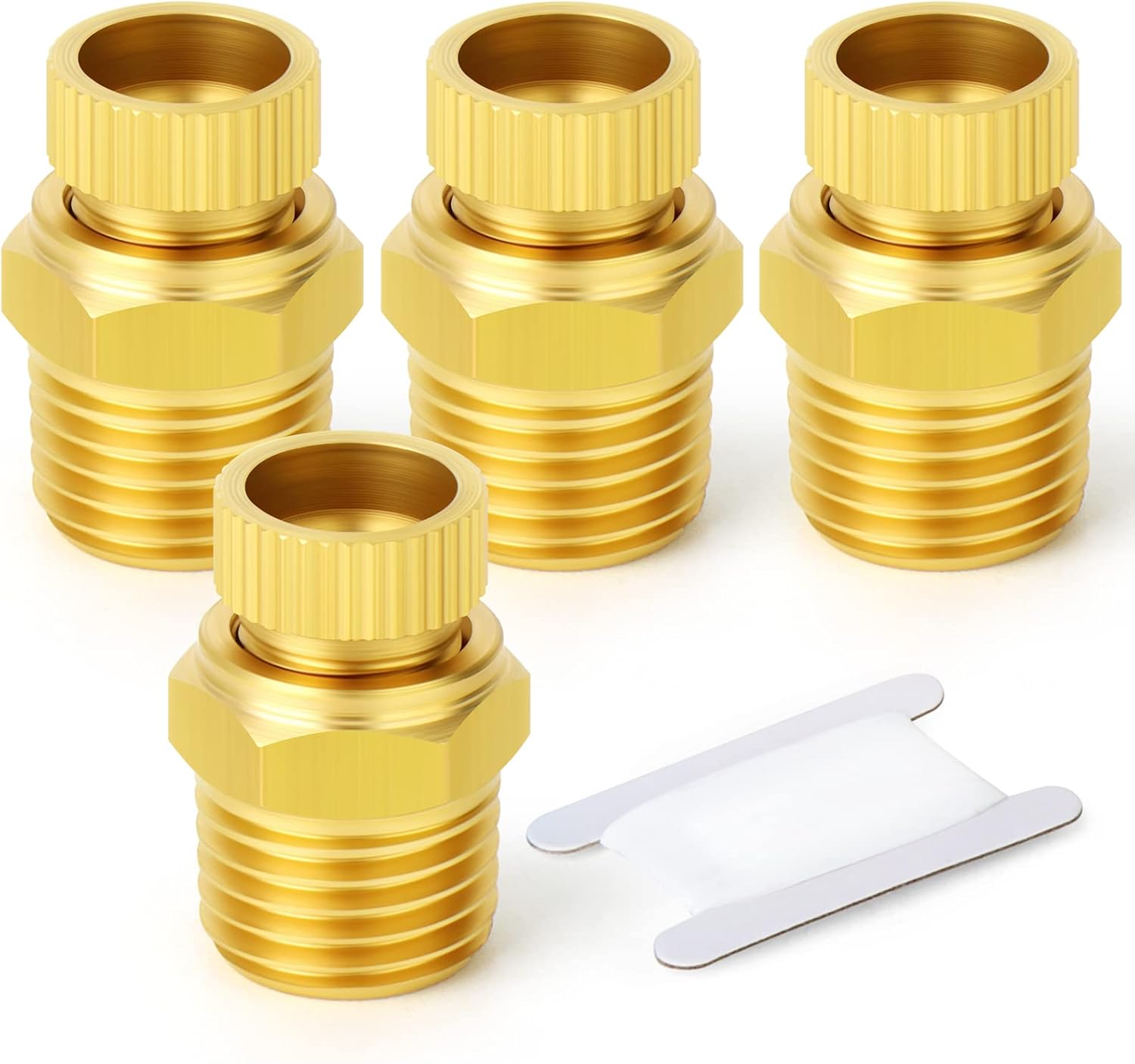 GASHER 4PCS Brass 1/4" NPT Male knurled Style Air Compressor Drain
