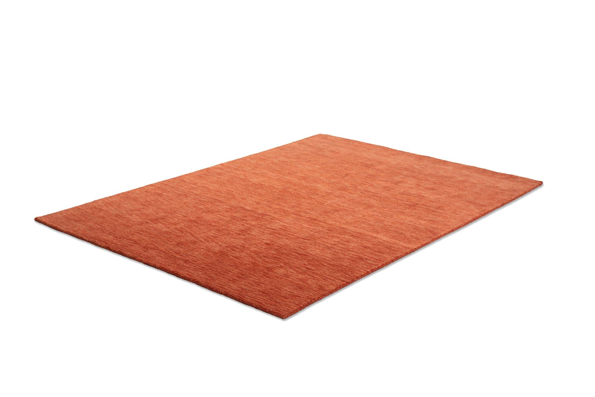 THEKO | Teppich Holi aus 100% Schurwolle | schlicht, zeitlos + modern | handgewebt | Farbe: Terrakotta | 40x60 cm