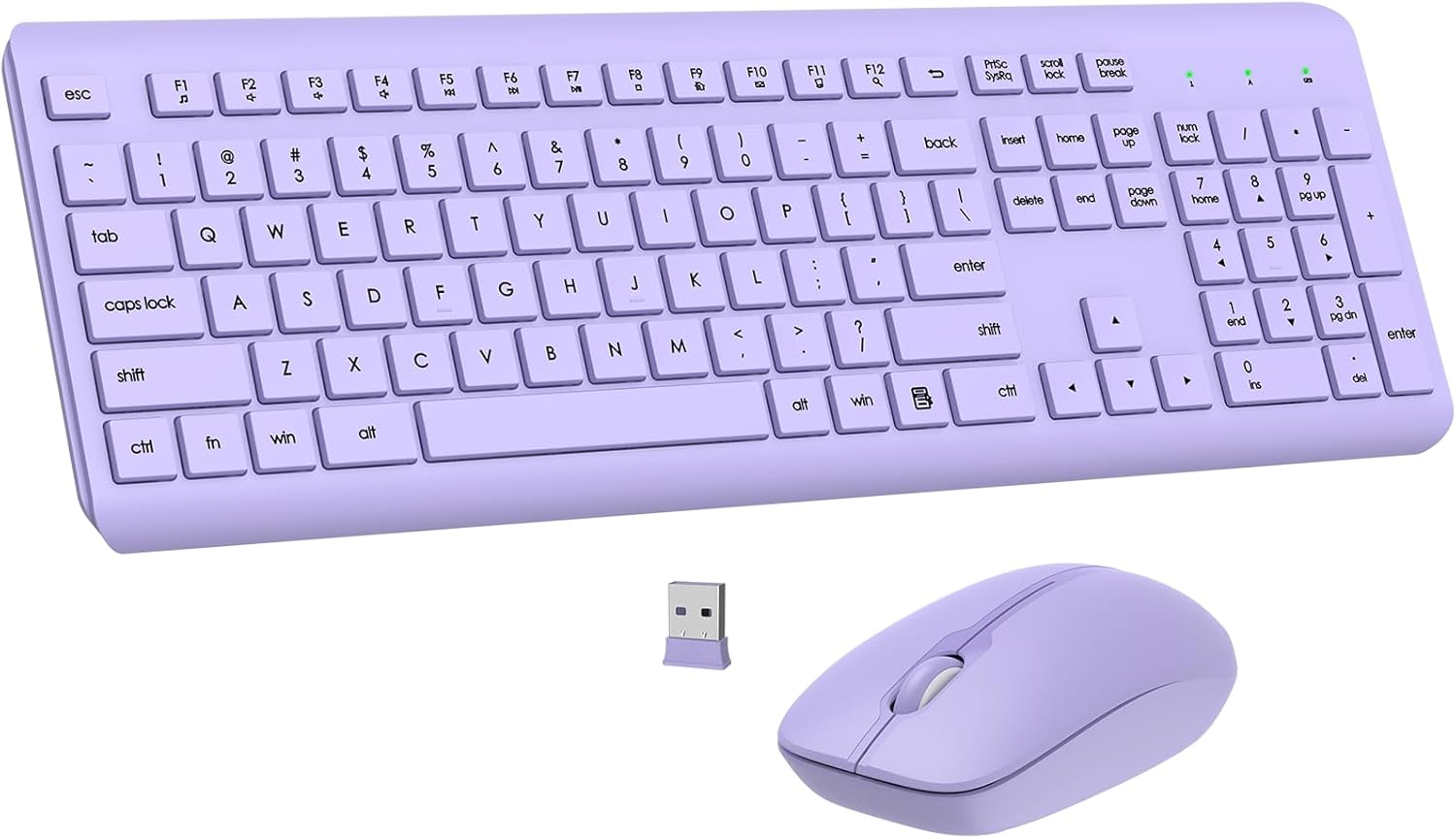 Wireless Keyboard and Mouse Combo, Full Size Silent Ergonomic Keyboard and Mouse, Long Battery Life, Optical Mouse, 2.4G Lag-Free Cordless Mice Keyboard for Computer, Mac, Laptop, PC, Windows(Purple)