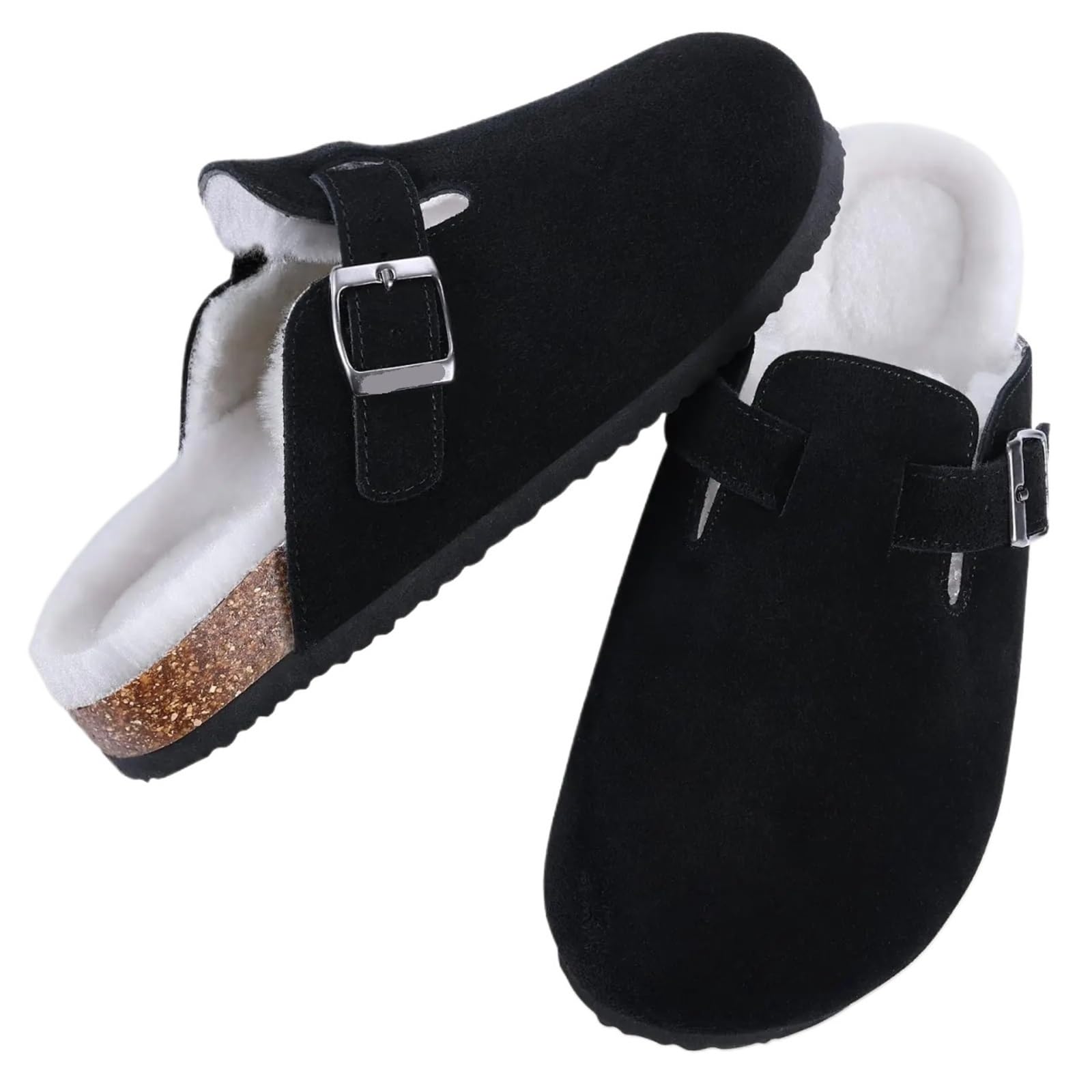 Zoccoli Foderati in Peluche da Donna Plantare in Sughero da Uomo Caldi scivoli Pelosi Pantofole da casa Pantofole Invernali in Sughero Fuzzy all'aperto