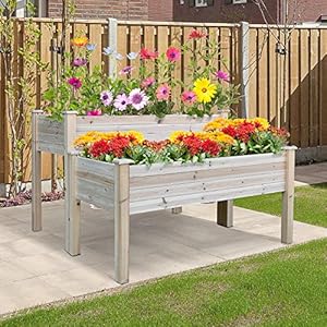 Outsunny2tierraisedgardenbedelevatedwooden2boxplantergardeninggrowstandplantingbedforflowersvegetablesherbnatural Urban Country Home Decor Outsunny 2 tier raised garden bed elevated wooden 2 box planter gardening grow stand planting bed for flowers vegetables herb natural urban country home decor