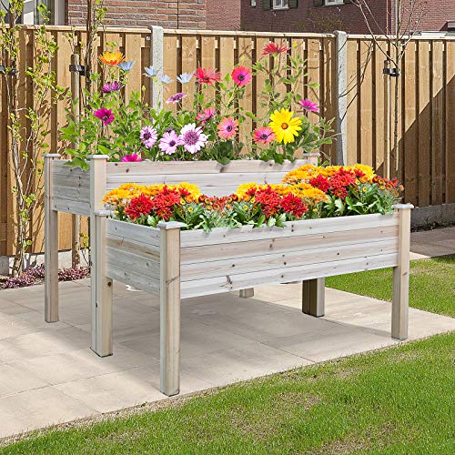 Outsunny2tierraisedgardenbedelevatedwooden2boxplantergardeninggrowstandplantingbedforflowersvegetablesherbnatural Urban Country Home Decor Outsunny 2 tier raised garden bed elevated wooden 2 box planter gardening grow stand planting bed for flowers vegetables herb natural urban country home decor