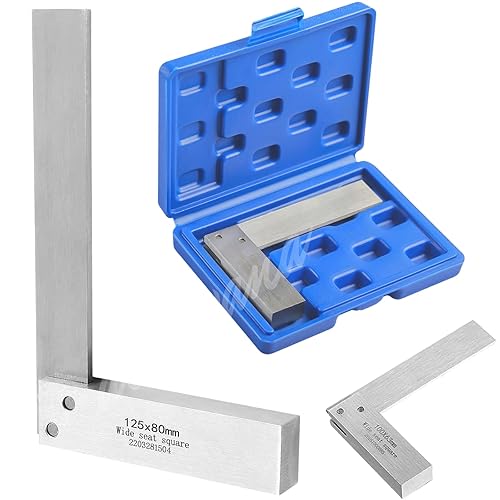 Miniatura 10 de Machinist - Juego cuadrado de 2, 3, 4, 5 pulgadas, cuadrados de acero mecánico de alta precisión, acero al carbono endurecido, base ancha de 90