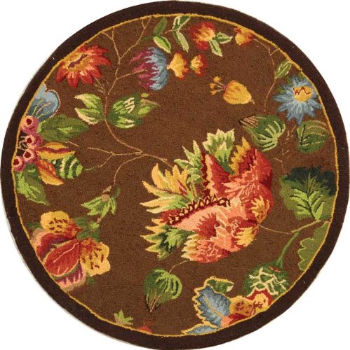 SAFAVIEH-Chelsea-Collection-3-Round-Brown-HK331B-Hand-Hooked-French-Country-Wool-Area-Rug SAFAVIEH Chelsea Collection 3 Round Brown HK331B Hand Hooked French Country Wool Area Rug