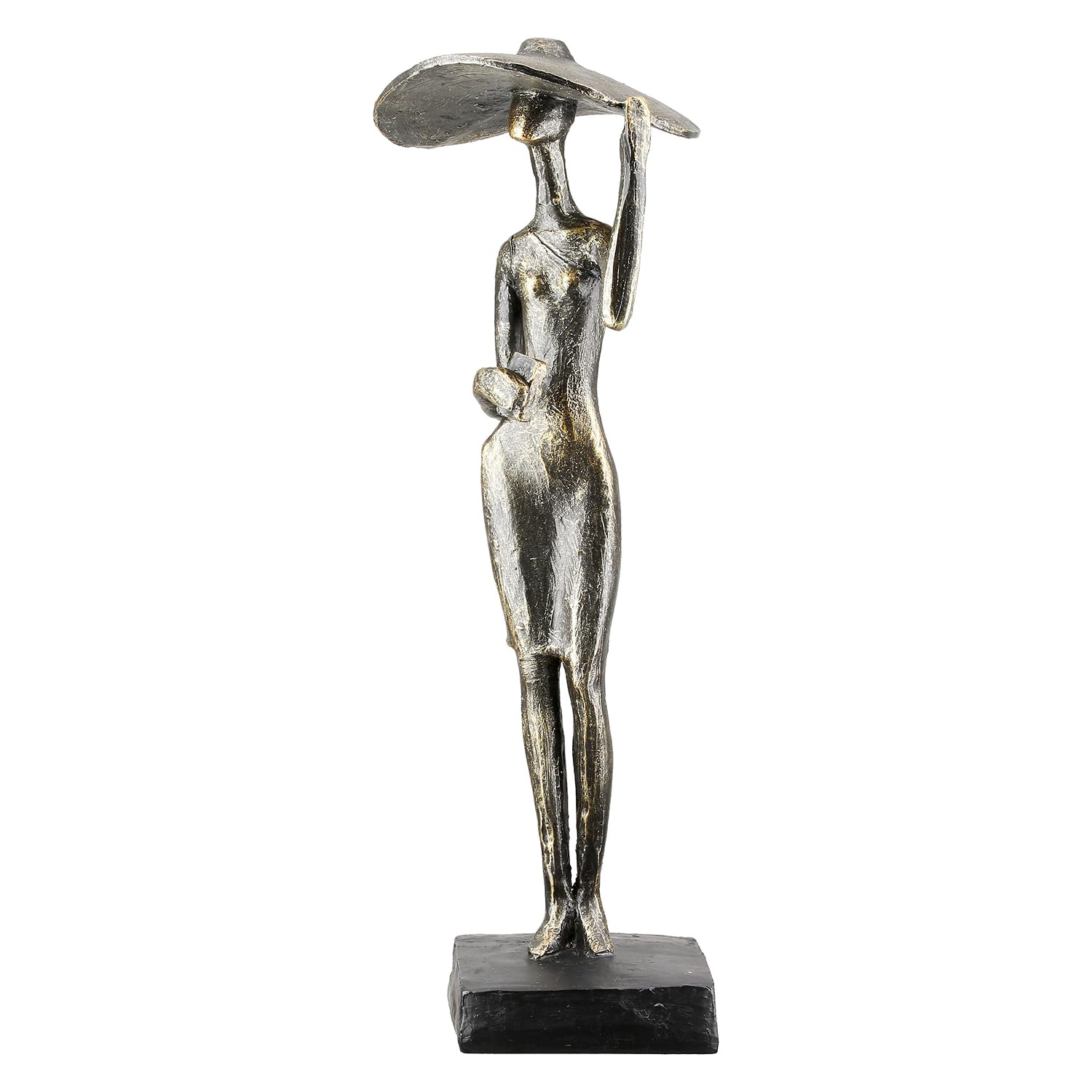 Casablanca Skulptur Lady mit Hut, Deko Figur Bronze, Kunstharz Statue Wohnzimmer, Büro Dekoration H. 33 cm x B. 8,5 cm - Moderne Skulpturen