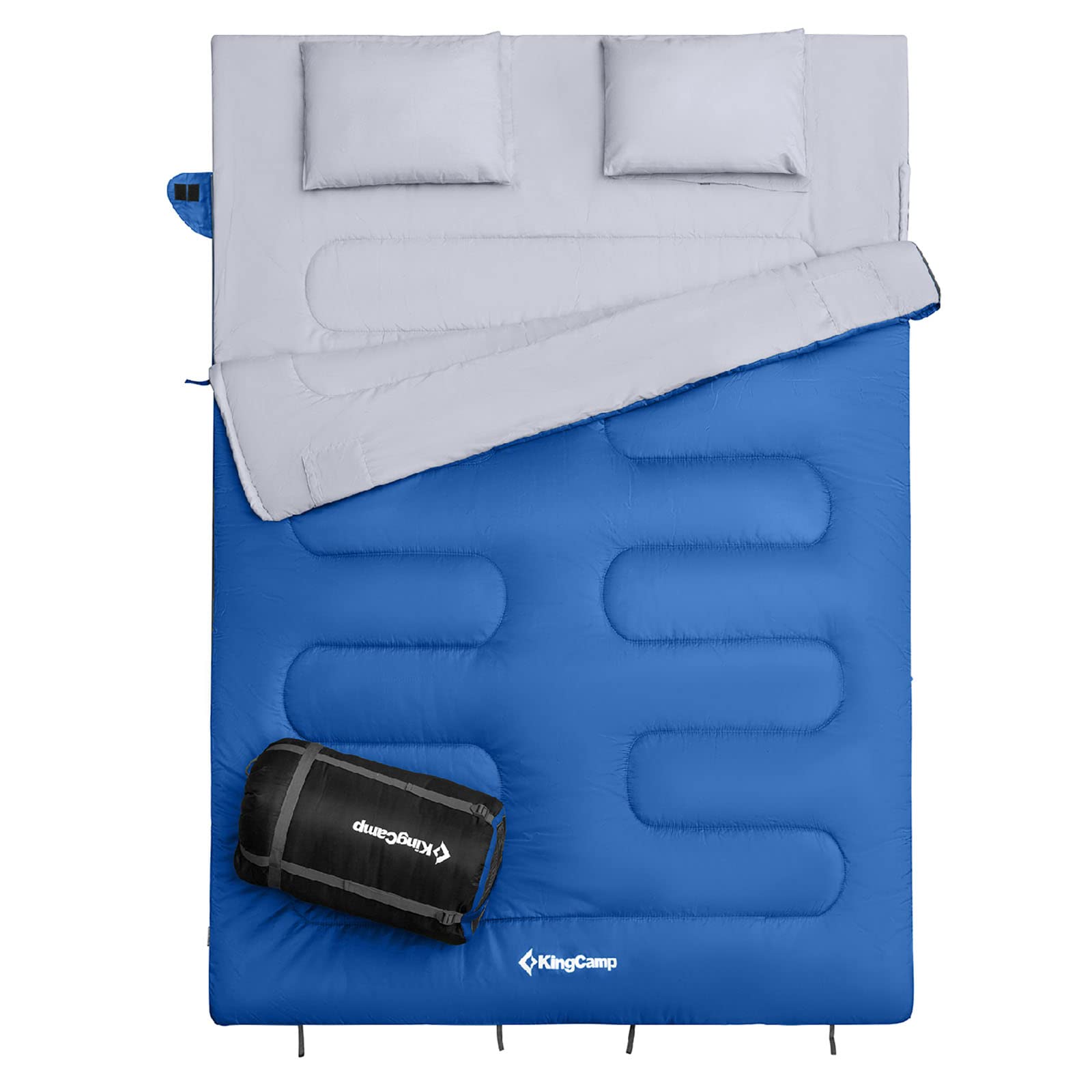 KingCamp Oxygen 250 D Sac de couchage double pour 2 personnes XL long -3 °C Bleu ciel