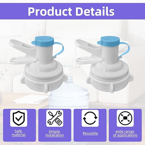Miniatura 4 de Juego de 5 válvulas dispensadoras de agua, tapa de jarra de agua reutilizable con asa, grifo de plástico para botellas de 2.165 in sin rosca