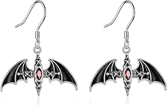 YFN Bat Necklace Sterling Silver Bat Gothic Pendant/Earrings/Rings Bat Jewelry Halloween Gifts for Women Men Girls