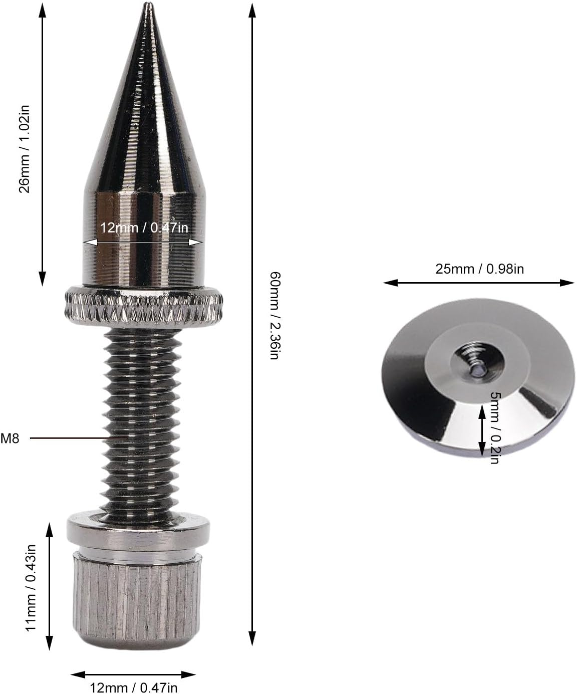 Diyeeni Speaker Spikes Floor Protectors 8 Sets, Shockproof Speaker Isolation Stand Feet for HiFi Amplifier, Subwoofer, DAC Recorder, Turntable, Cone Base Pad