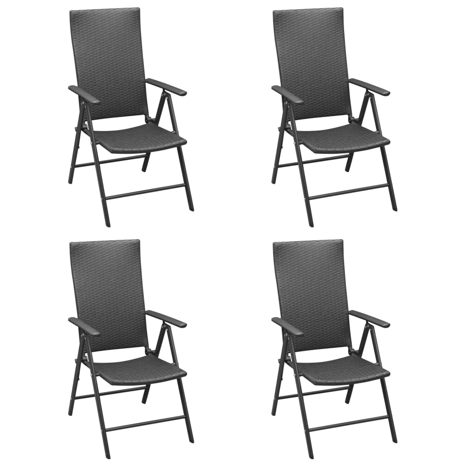 Chaises de jardin inclinables en résine tressée noire Homgoday 4 pcs
