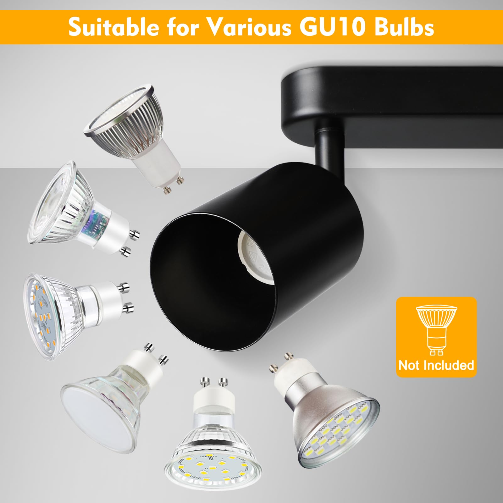 Smanu 2 Way Spotlight Ceiling Lights, Modern Kitchen Ceiling Light Fittings Black, Industrial Ceiling Spots Wall Lights - Image 4