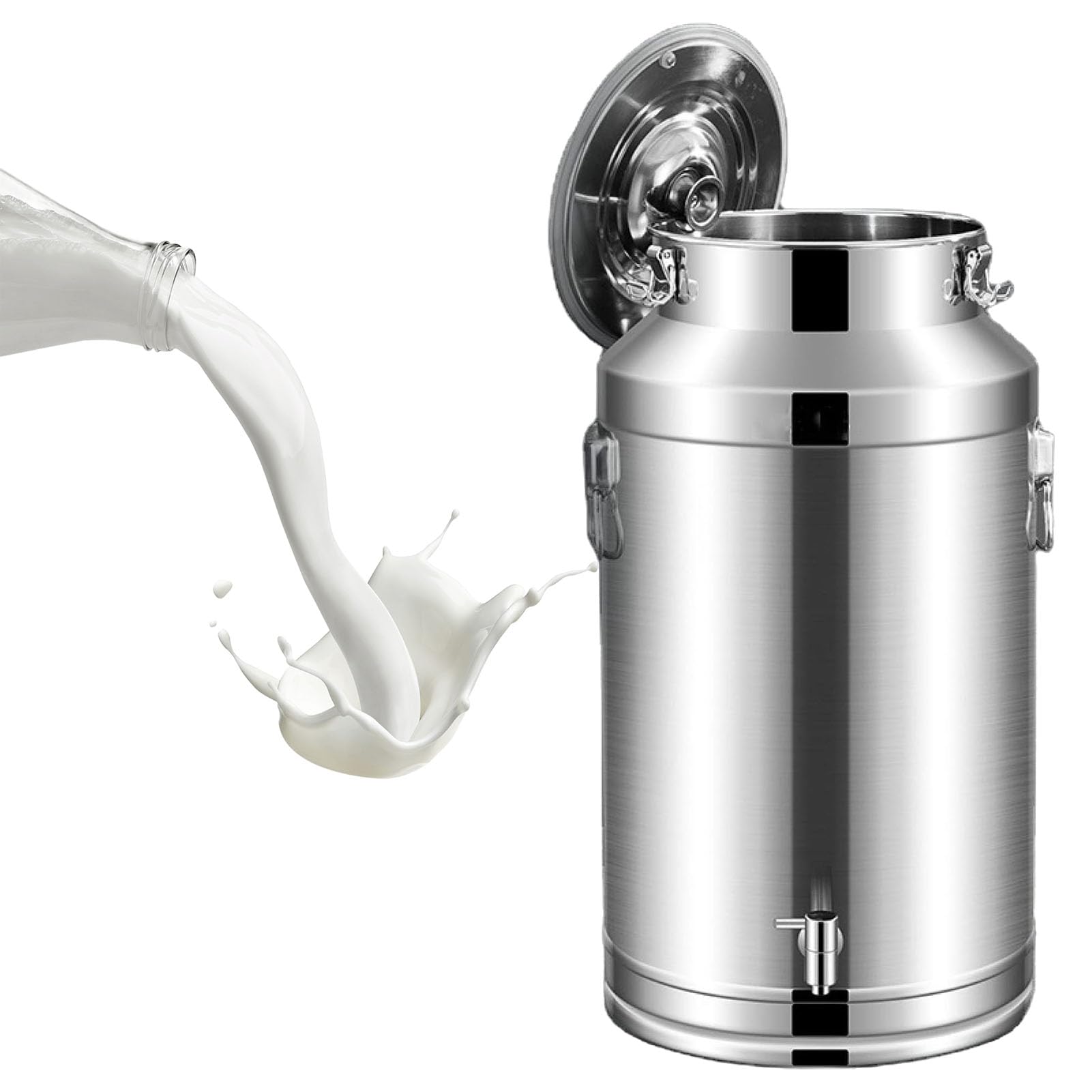 GTHTUHFD Stainless Steel Milk Can With Silicone Sealed Lid, Wine Pail With Faucet, Liquid Container For Beer Tea Oil Water, 9L,18L