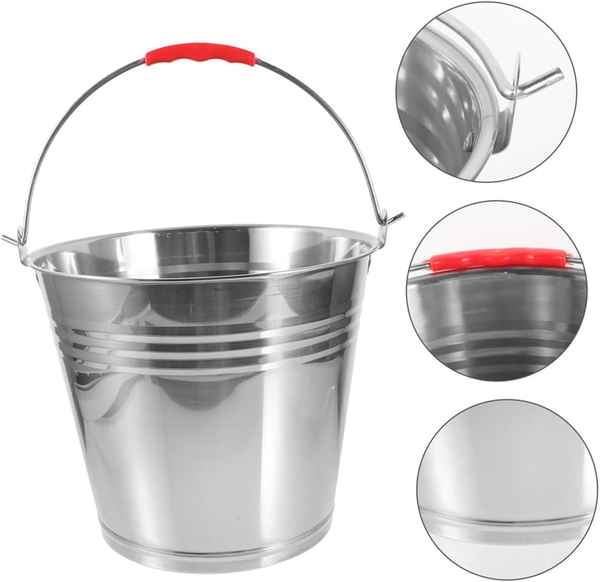 Milisten Horse Feeding Trough Stainless Steel Bucket Handle Portable Livestock Waterer