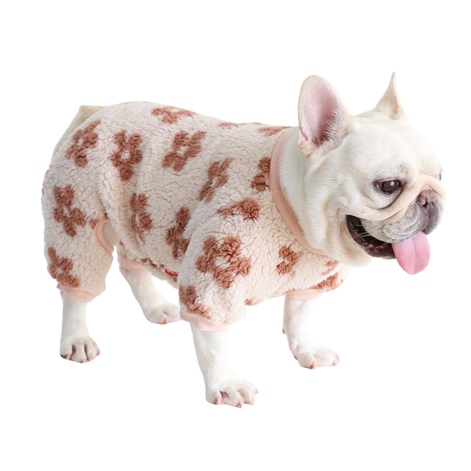 BT Bear Dog Pajamas Soft Warm Fleece Jumpsuit Cute Pet Clothes Onesies Costume for Puppy Small Medium Dogs Pug French bulldog (Beige, Small) โ image 1