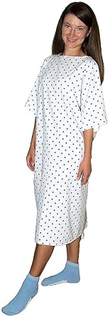 4 Pack - Premium Diamond Print Hospital Gowns/Hospital Patient Gown w/Back Ties