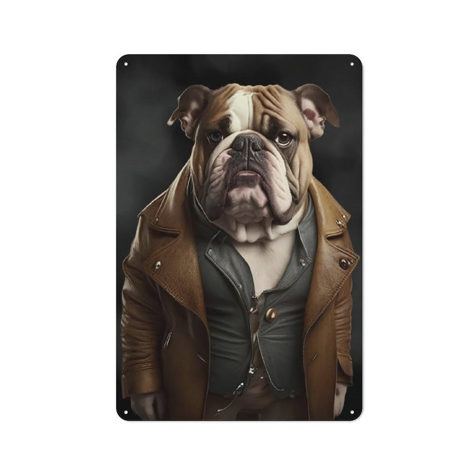 Bulldog Dod Portrait Retro Tin Sign 30x20cm for Living Room Or Hallway, for Cooler-season Styling in Living Room And Hallway