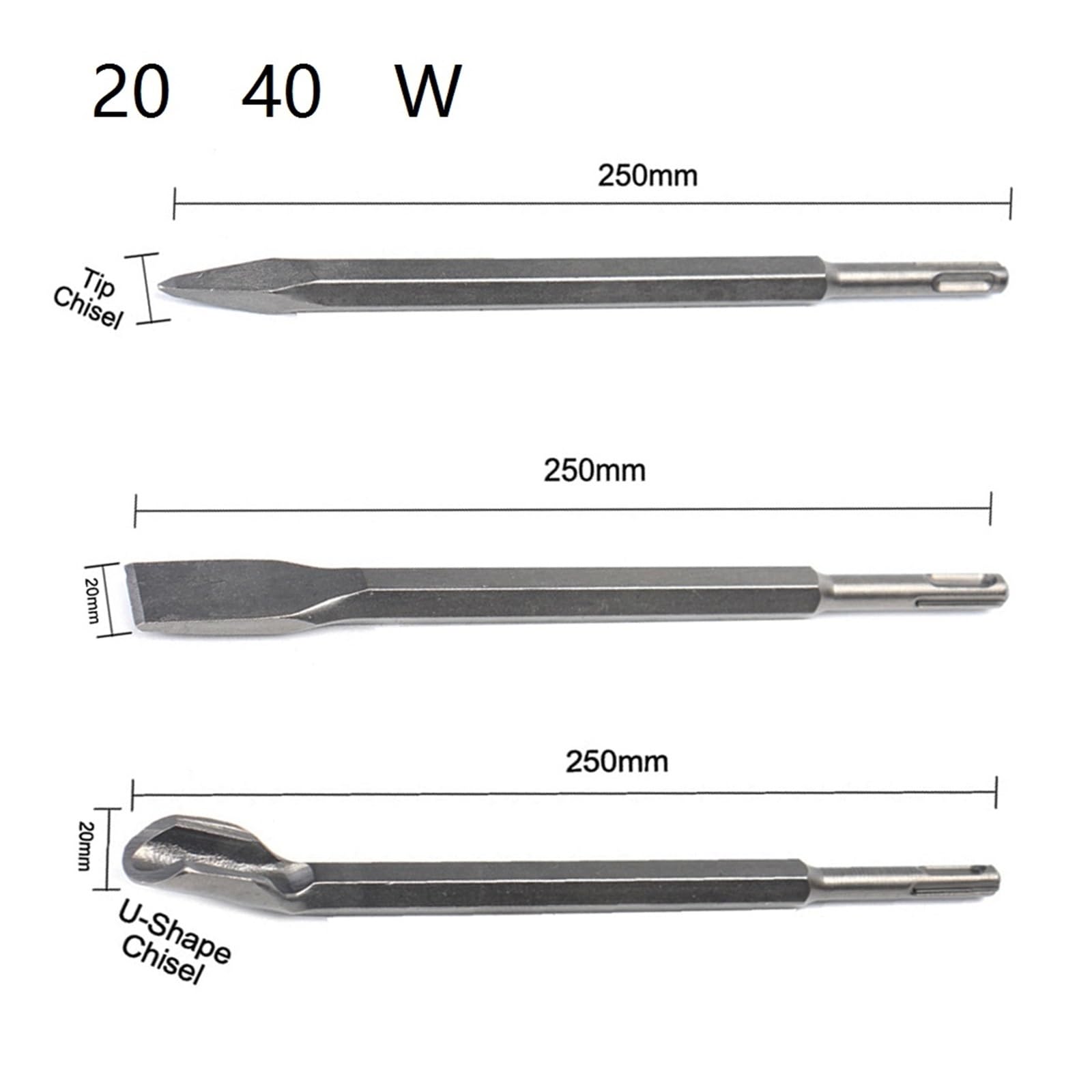 3 Pezzi/Set SDS/Plus scalpello a Punta Piatta scalpello Martello Punta for Muro di Cemento for scalpello Martello Elettrico(20 40 W)