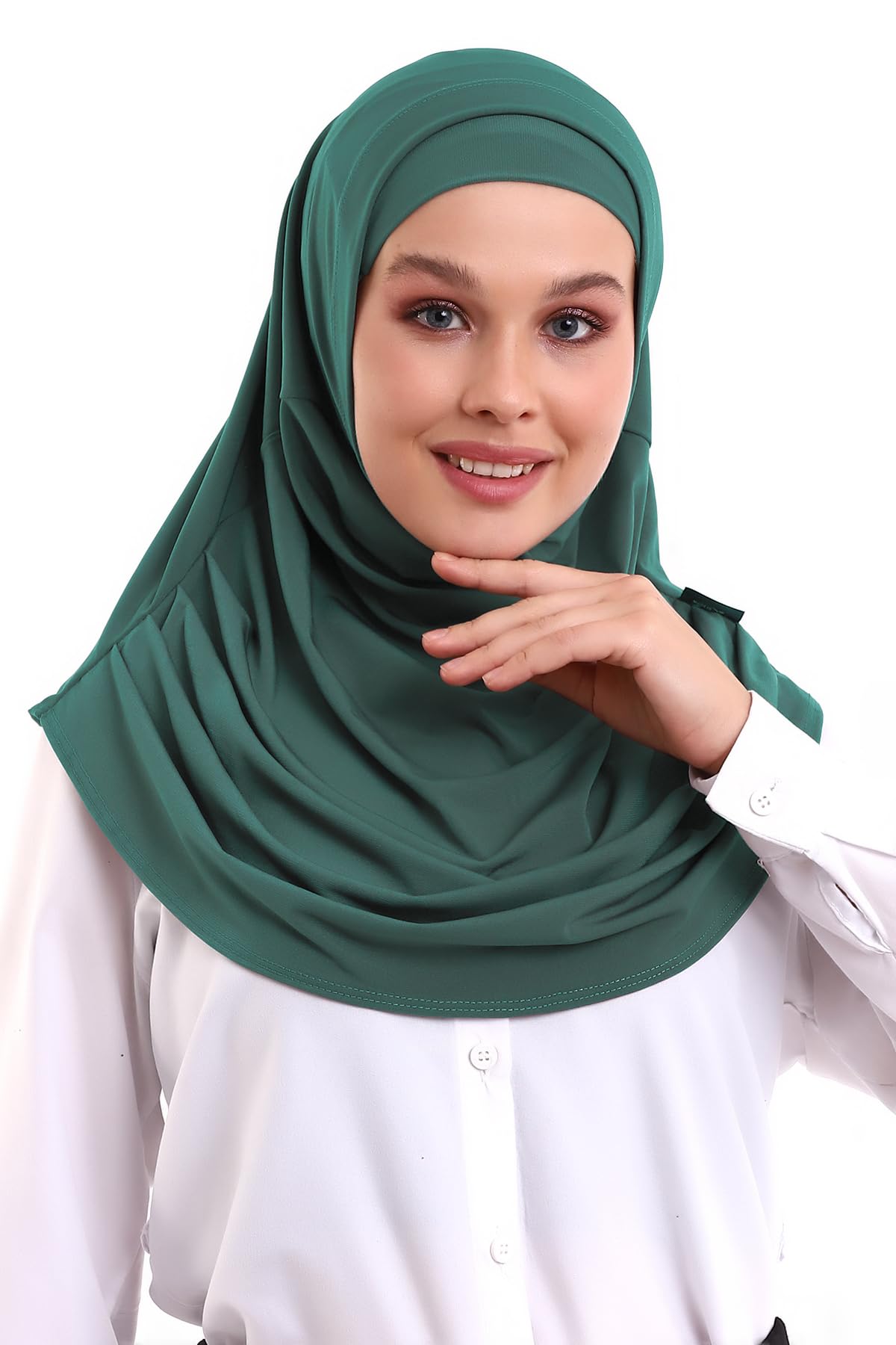 Ihvan Online Women's Aqua Green Hijab Scarves For Ready To Wear, Lightweight And Comfortable Headscarf, Instant Turban, Jersey, Presewn,