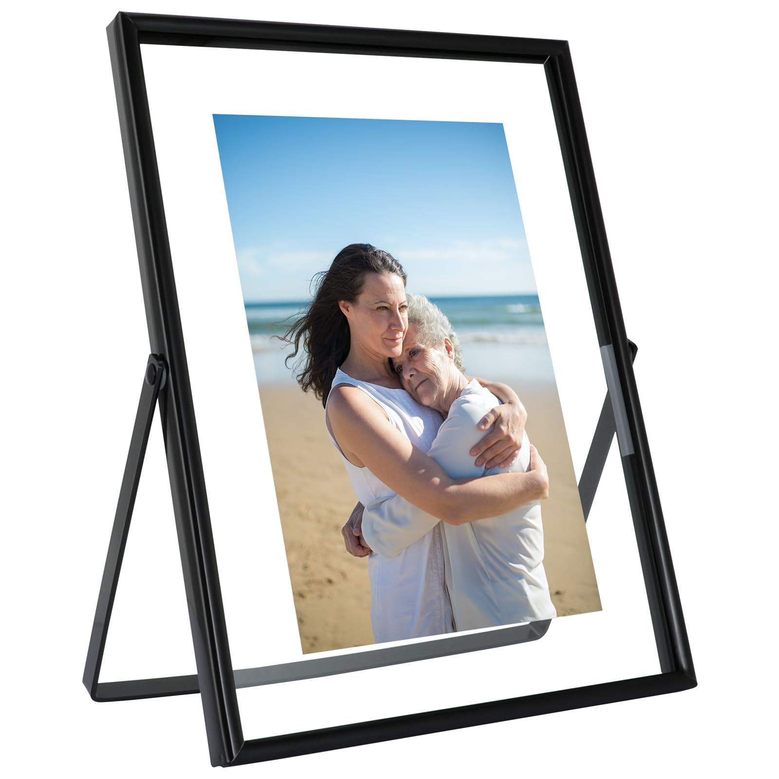AhaGo Black Floating Picture Frame, 6x8 Inches, For Photo 6x8, 5x7, 4x6, Classy For Wedding, Anniversary, Birthday, Home or Office Decoration