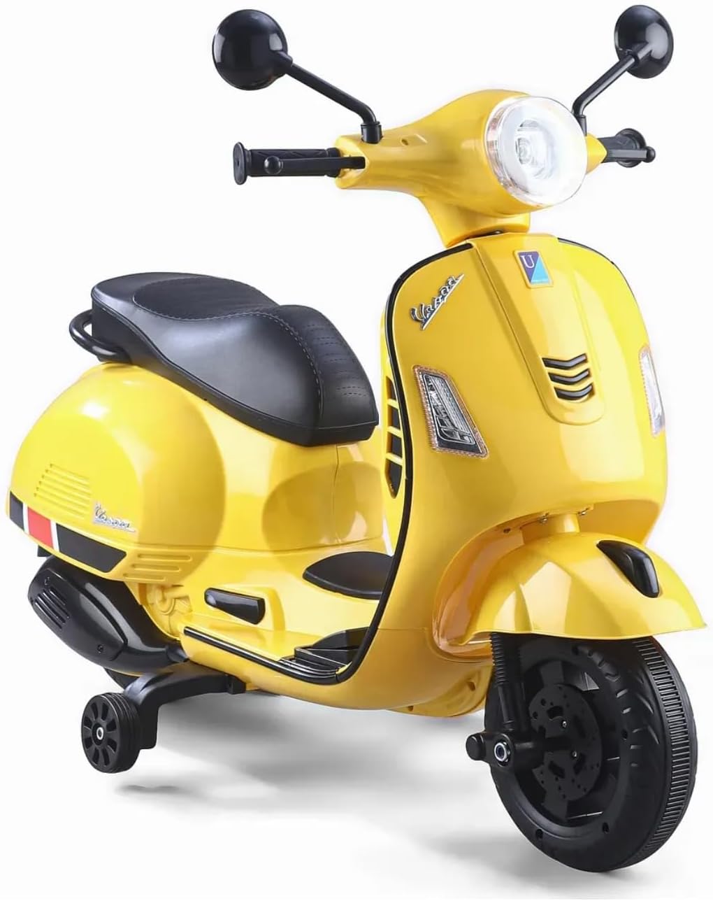 SKYA STAR Vespa 12v Battery Operated Rechargeable Ride On Scooter with Foot Accelerator for Kids, 2 to 6 Years, Yellow