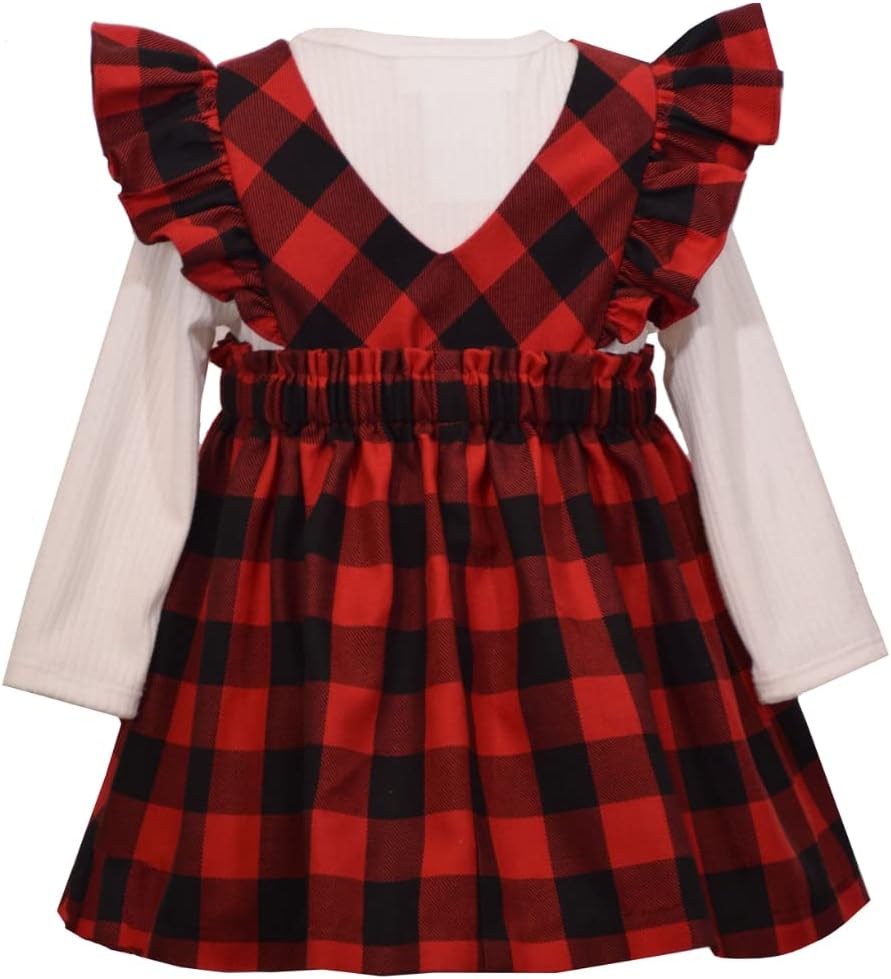 Bonnie Jean Girl's Holiday Christmas Dress - Plaid Jumper Dress for Baby and Toddler Girls
