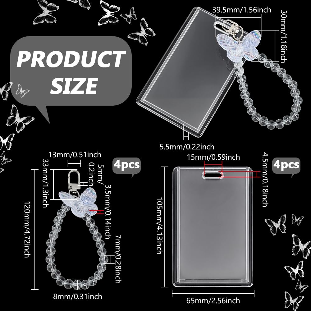 FINGERINSPIRE 4 Sets Clear Acrylic Photocard Holder with Bead Keychain - Image 2
