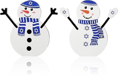Menkxi 2 figuras de muñeco de nieve judío de Hanukkah de madera, muñeco de nieve judío, muñeco de nieve judío, decoración de invierno para regalo de disponible en Yaxa Colombia
