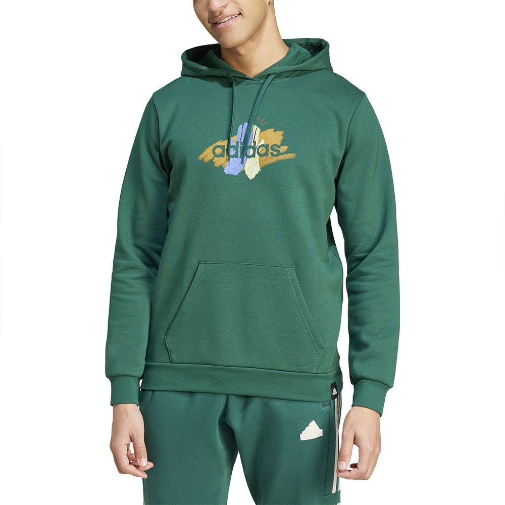 adidas Men's CODES GRAPHIC HOODIE, COLLEGIATE GREEN, M