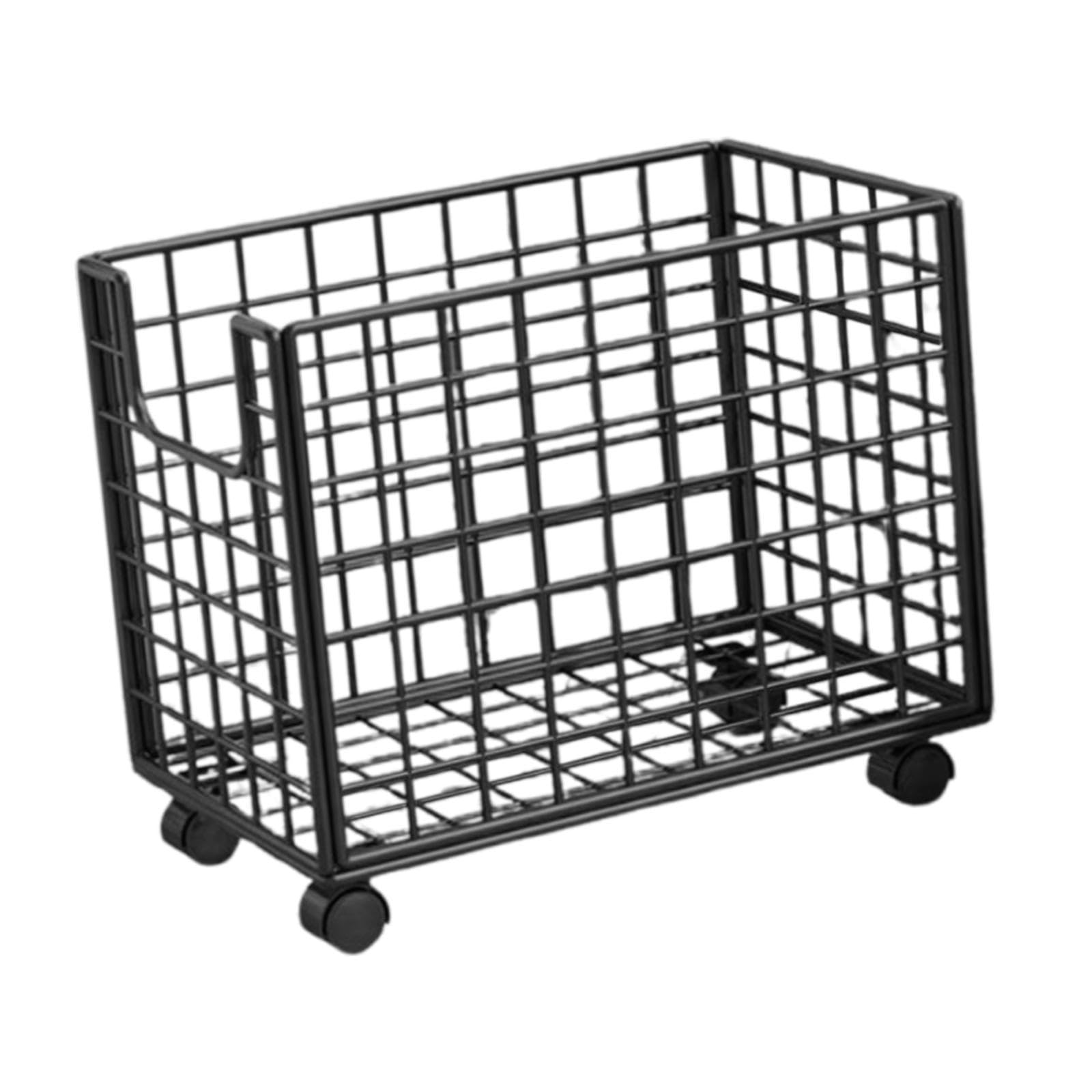 Laundry Basket Rolling Hamper Dirty Clothes Cart Organizer For Dorm Bedroom(Black)
